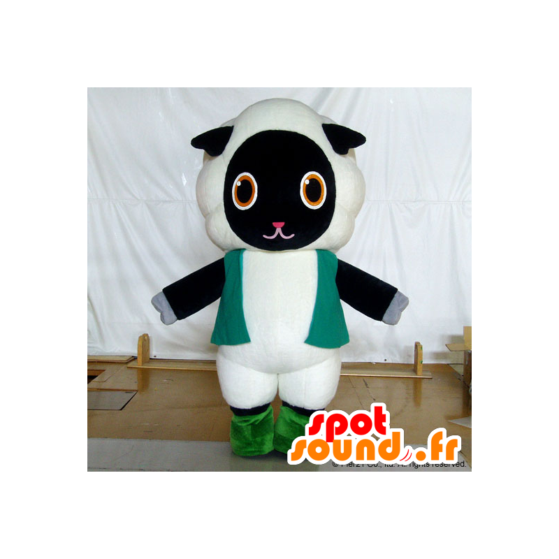 Mascot Fluffy, zwarte en witte schapen, lief en schattig - MASFR26748 - Yuru-Chara Japanse Mascottes