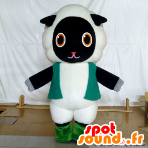 Fluffy mascotte, pecora in bianco e nero, dolce e carino - MASFR26748 - Yuru-Chara mascotte giapponese