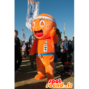 Noboru maskot orange man med lågor i ögonen - Spotsound maskot
