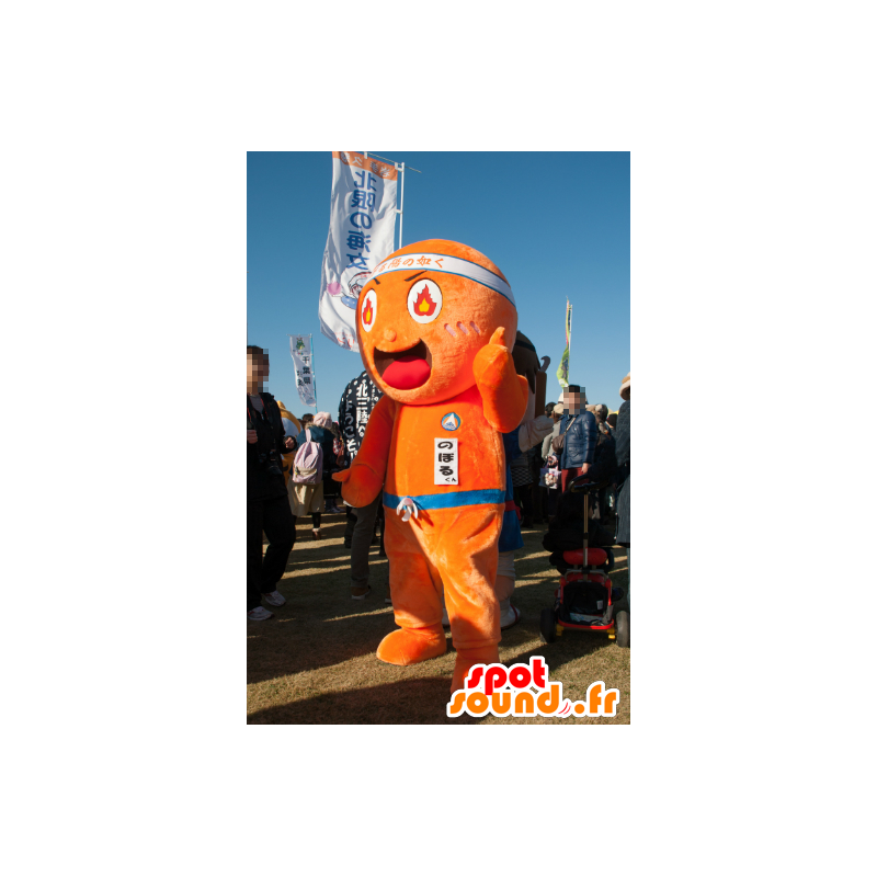 Homem de laranja Mascot Noboru com as chamas no olho - MASFR26751 - Yuru-Chara Mascotes japoneses