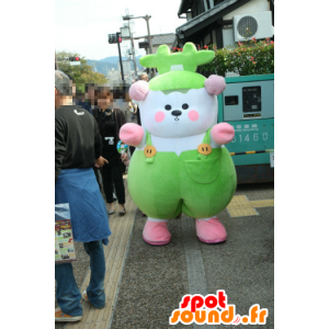 Maskottchen und Coo Bunch, großer Teddybär Weiß und Grün - MASFR26754 - Yuru-Chara japanischen Maskottchen