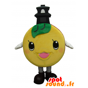 Mascotte d'orange, de mandarine ronde avec un temple - MASFR26756 - Mascottes Yuru-Chara Japonaises