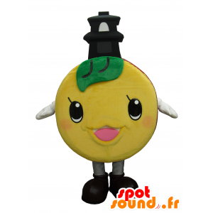 Naranja mascota mandarina redonda con un templo - MASFR26756 - Yuru-Chara mascotas japonesas