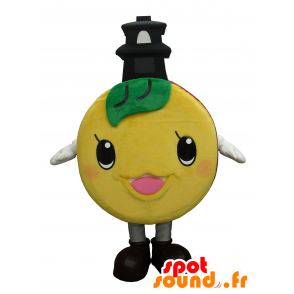 Arancio mandarino mascotte rotondo con un tempio - MASFR26756 - Yuru-Chara mascotte giapponese