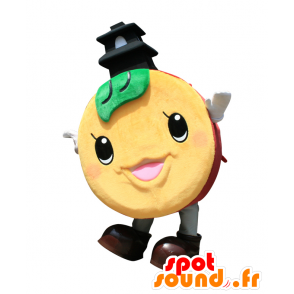 Mascotte d'orange, de mandarine ronde avec un temple - MASFR26756 - Mascottes Yuru-Chara Japonaises