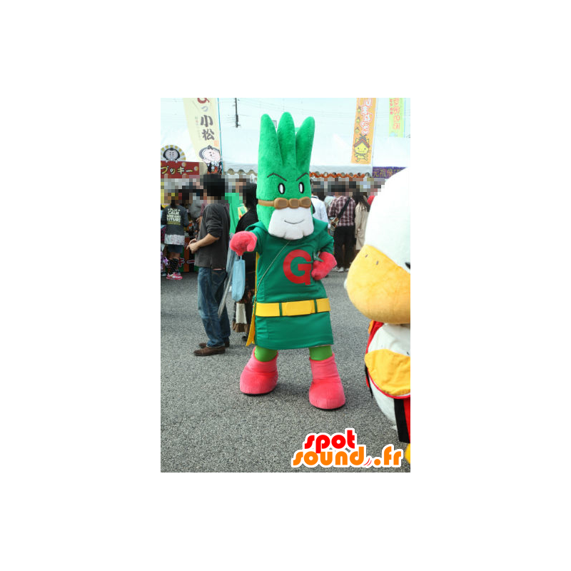 Mascot Negiman, grön lök, superhjälte - Spotsound maskot