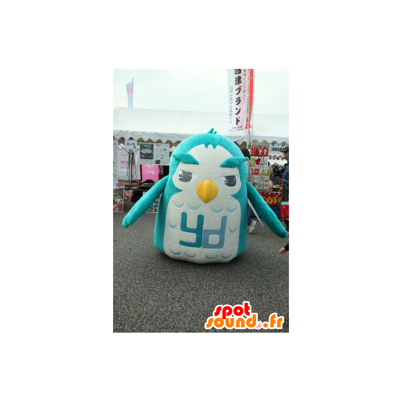 ゆるキャラマスコット日本人 の 福ちゃんのマスコット 大きな青と白フクロウ 色変更 変化なし 切る L 180 190センチ 撮影に最適 番号 服とは 写真にある場合 番号 付属品 番号