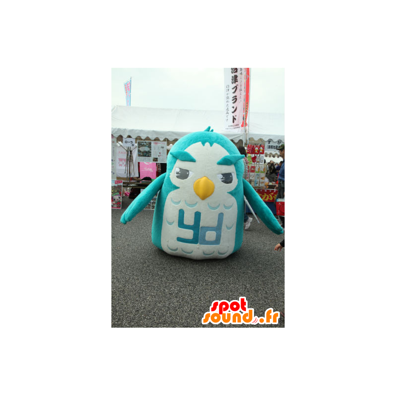 Mascotte de Fuku-chan, gros hibou bleu et blanc - MASFR26763 - Mascottes Yuru-Chara Japonaises