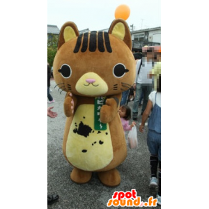 Mascot Pikarya, brązowy i żółty cat cat - MASFR26764 - Yuru-Chara japońskie Maskotki