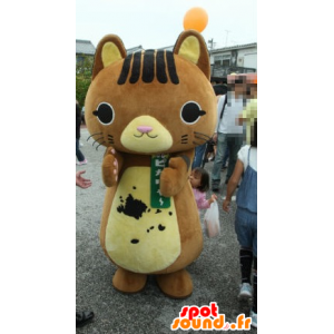 Mascot Pikarya, ruskea kissa ja keltainen kissa - MASFR26764 - Mascottes Yuru-Chara Japonaises