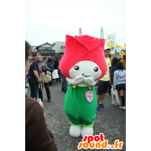 Mascot Tamatan, reuze roze, rood, groen en wit - MASFR26765 - Yuru-Chara Japanse Mascottes