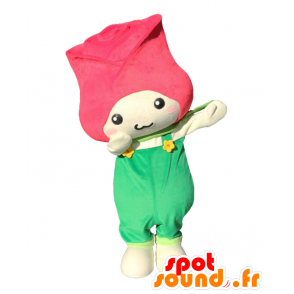 Mascot Tamatan, jättiläinen vaaleanpunainen, punainen, vihreä ja valkoinen - MASFR26765 - Mascottes Yuru-Chara Japonaises