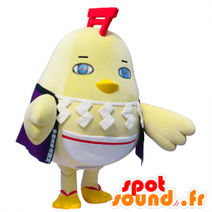 Mascot Ise Toryi, keltainen kukko, jättiläinen, pullea - MASFR26767 - Mascottes Yuru-Chara Japonaises