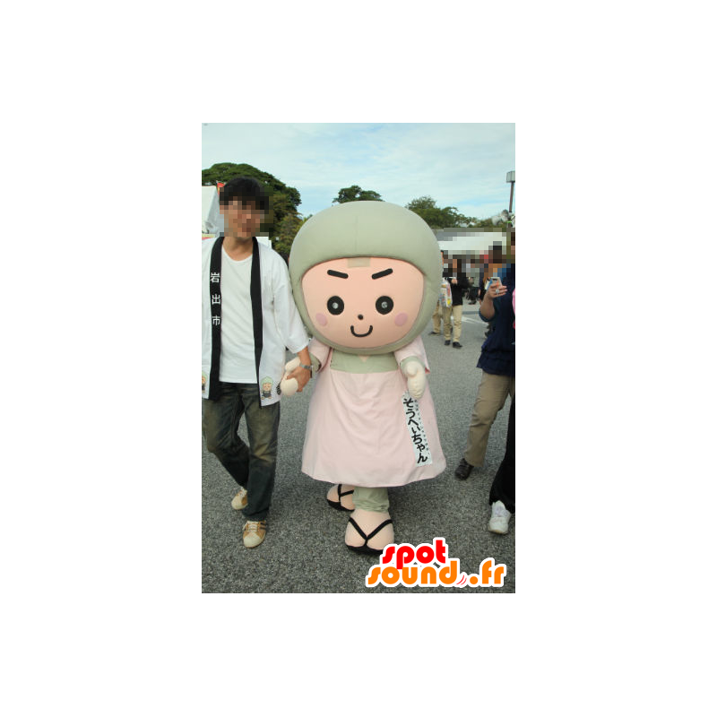 Mascot Wakayama Iwade, vaaleanpunainen ja harmaa mies - MASFR26768 - Mascottes Yuru-Chara Japonaises