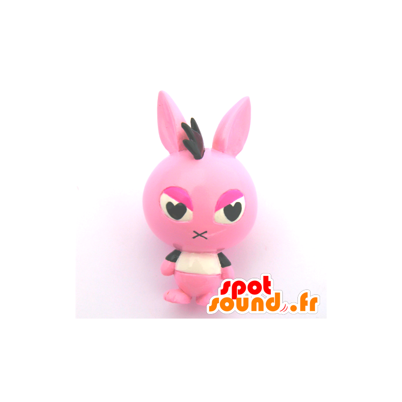 Mascotte Keychain, grande coniglio rosa, bianco e nero - MASFR26769 - Yuru-Chara mascotte giapponese
