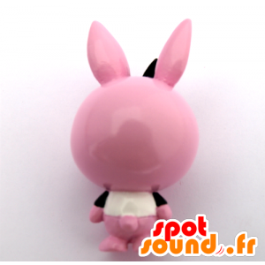 Mascot Keychain, big pink rabbit, black and white - MASFR26769 - Yuru-Chara Japanese mascots