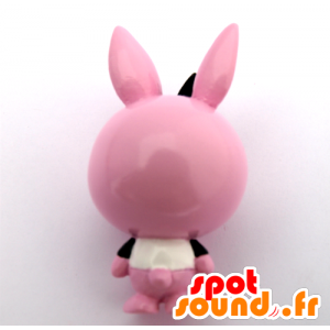 Nøglering maskot, stor lyserød kanin, sort og hvid - Spotsound