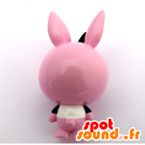 Mascot Keychain, big pink rabbit, black and white - MASFR26769 - Yuru-Chara Japanese mascots