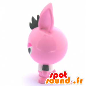 Mascote Keychain, grande coelho rosa, preto e branco - MASFR26769 - Yuru-Chara Mascotes japoneses