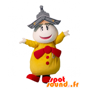 Mascotte d'Udatsu kun, bonhomme jaune et rouge avec un toit - MASFR26771 - Mascottes Yuru-Chara Japonaises