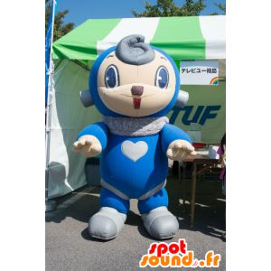 Rokkyun mascotte, blauw en grijs robot - MASFR26778 - Yuru-Chara Japanse Mascottes