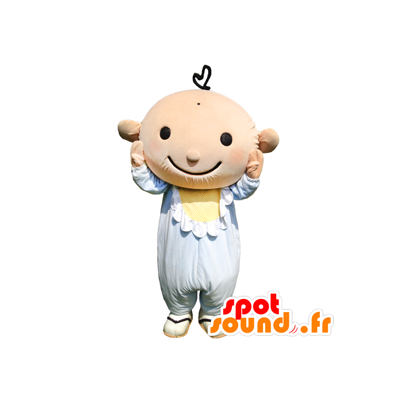 Mascot Paciência, bebê cor de rosa, vestida de azul - MASFR26780 - Yuru-Chara Mascotes japoneses