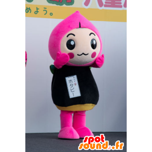 Hotapi mascotte, rosa e fiore nero, carino e colorato - MASFR26782 - Yuru-Chara mascotte giapponese
