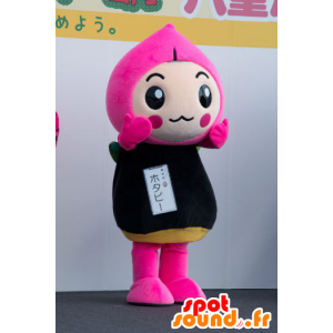 Mascot Hotapi, vaaleanpunainen ja musta kukka, söpö ja värikäs - MASFR26782 - Mascottes Yuru-Chara Japonaises