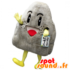 Mascot Leckie KUN, harmaa ja keltainen kallio, pelkkää hymyä - MASFR26783 - Mascottes Yuru-Chara Japonaises