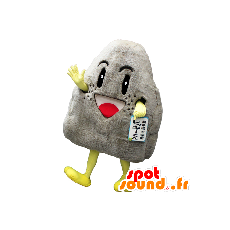 Mascot Leckie kun, rocha cinza e amarelo, todos os sorrisos - MASFR26783 - Yuru-Chara Mascotes japoneses