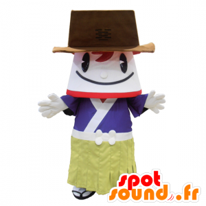 Mascota Tsushimaru, hombre asiático con un sombrero grande - MASFR26784 - Yuru-Chara mascotas japonesas
