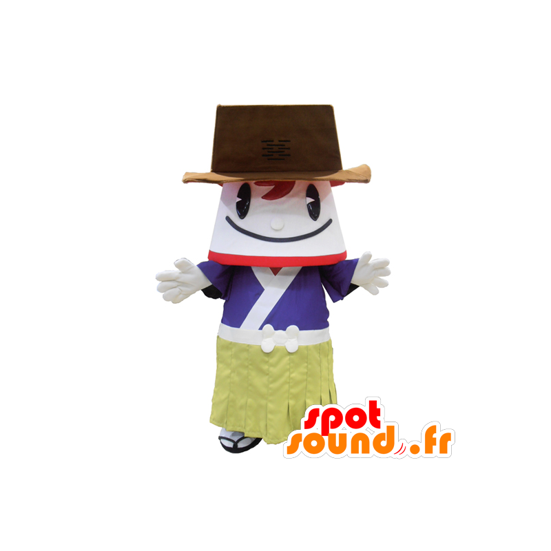 Mascota Tsushimaru, hombre asiático con un sombrero grande - MASFR26784 - Yuru-Chara mascotas japonesas