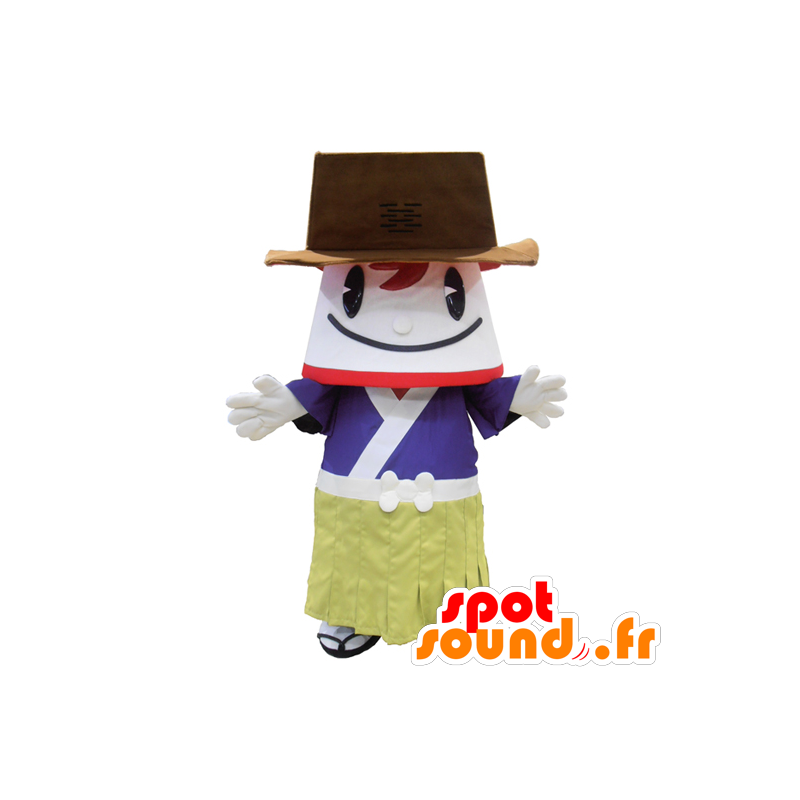 Μασκότ Tsushimaru, της Ασίας άνθρωπος με ένα μεγάλο καπέλο - MASFR26784 - Yuru-Χαρά ιαπωνική Μασκότ