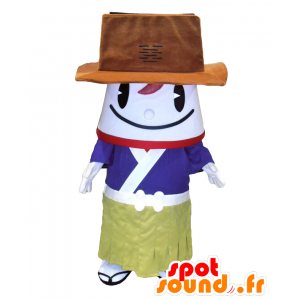 Mascot Tsushimaru, aasialainen mies iso hattu - MASFR26784 - Mascottes Yuru-Chara Japonaises