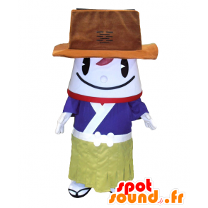 Tsushimaru maskot, asiatisk man, med en stor hatt - Spotsound