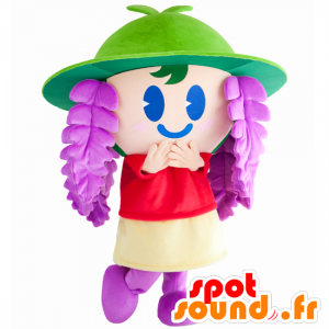 Mascot Fujika, fargerik jente med blåregn blomster - MASFR26785 - Yuru-Chara japanske Mascots