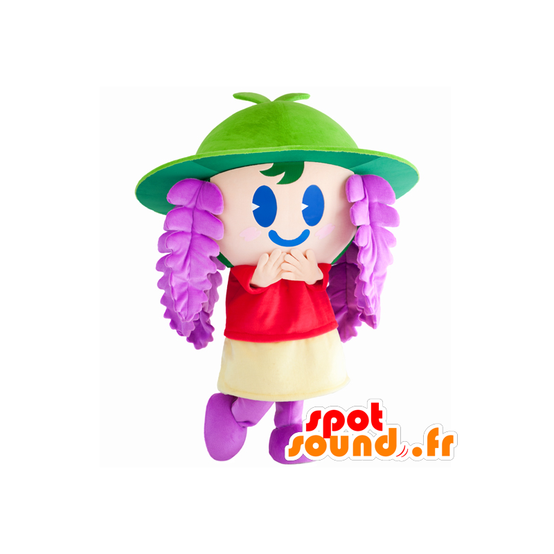 Fujika maskot, farverig pige med blåregnblomster - Spotsound
