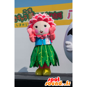 Dali-chan mascot, dahlia, pink and green flower - MASFR26789 - Yuru-Chara Japanese mascots