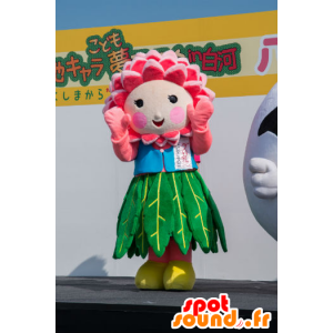 Μασκότ Νταλί-chan, ντάλια, ροζ και πράσινο λουλούδι - MASFR26789 - Yuru-Χαρά ιαπωνική Μασκότ