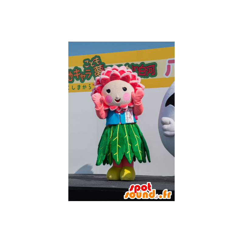 Dali-chan Maskottchen, dahlie, rosa und grüne Blume - MASFR26789 - Yuru-Chara japanischen Maskottchen