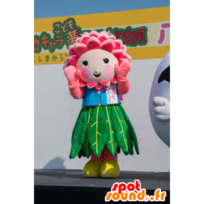 Μασκότ Νταλί-chan, ντάλια, ροζ και πράσινο λουλούδι - MASFR26789 - Yuru-Χαρά ιαπωνική Μασκότ