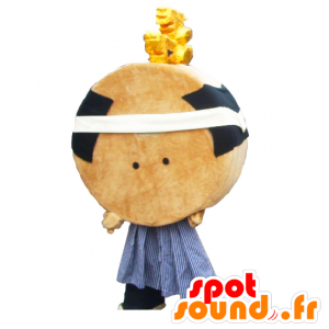 Mascotte de Zamurai, personnage japonais avec une tête ronde - MASFR26791 - Mascottes Yuru-Chara Japonaises