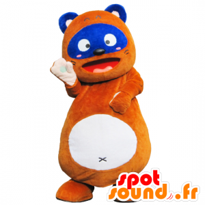 Mascotte de Ponta, ours marron, blanc et bleu - MASFR26797 - Mascottes Yuru-Chara Japonaises