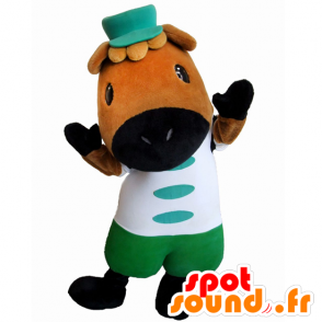 Nonsuke maskot, brun og sort hest - Spotsound maskot kostume