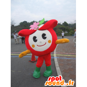 Hikarin maskot, rund rød og hvid mand - Spotsound maskot kostume