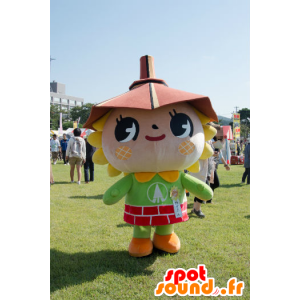 Mascot Noginon, keltainen ja vihreä kukka sateenvarjo - MASFR26805 - Mascottes Yuru-Chara Japonaises
