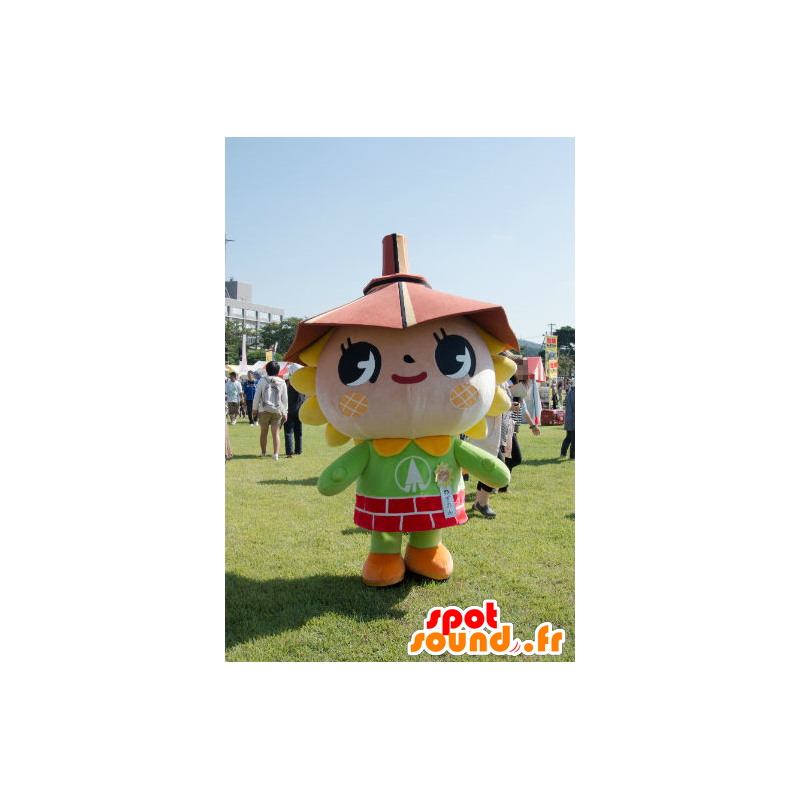 Mascot Noginon, flor amarela e verde com um guarda-chuva - MASFR26805 - Yuru-Chara Mascotes japoneses