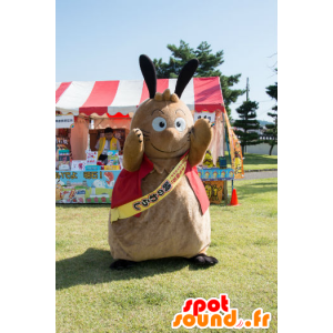 Mascotte de lapin marron et noir de la ville de Hyogo - MASFR26808 - Mascottes Yuru-Chara Japonaises