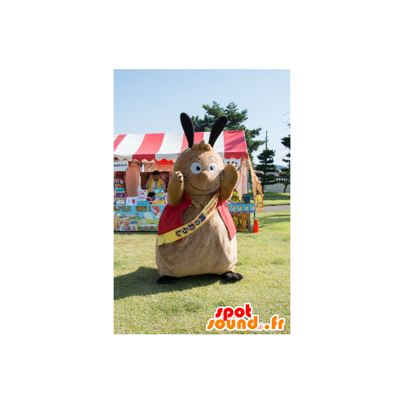 Brązowy i czarny królik maskotka miasta Hyogo - MASFR26808 - Yuru-Chara japońskie Maskotki