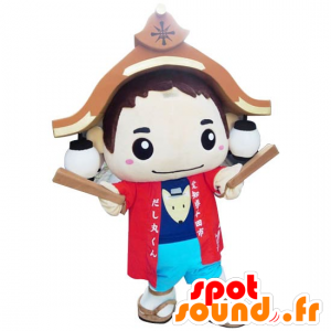 Mascot Round-kun, asiatisk gutt med et tak over hodet - MASFR26809 - Yuru-Chara japanske Mascots